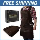 Fully Adjustable Waxed Canvas Apron with Tool Storage and Comfort Fit
