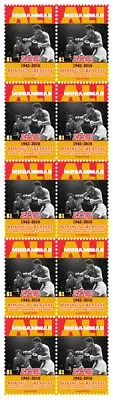MUHAMMAD ALI v ZORA FOLLEY BOXING GREAT STRIP OF 10 MINT VIGNETTE STAMPS