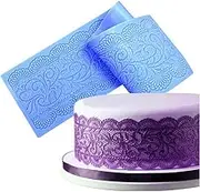 Gigicloud Flower Lace Silicone Mold, Flower Pattern Cake Side Decorating Mould Fondant Stencil Wedding Cake Border Edge Molding Template Pattern Embossed, 40×10cm