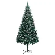 NNEVL Artificial Christmas Tree with Pine Cones and White Snow 210 cm