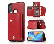 Case for Huawei P30 Lite, Leather Wallet Case With Card Pockets Back Flip Shockproof Cover Case-Red