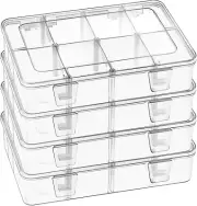 4 Pack 8 Grids Bead Organizer and Storage, Plastic Organizer Box with Removable