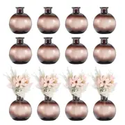 Brown Glass Bud Vase Set of 12 Flower Vases, Round