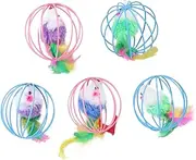 GRIRIW 5Pcs Plush Cage Mouse for Cats Interactive Teasing Props to Stimulate Play Durable Design Keeps Cats Engaged and Happy