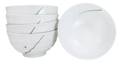 Set Of 5 Ceramic Yukino Hana Collection Medium Soup Cereal Salad Rice Bowls 24oz