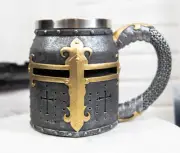 Ebros Gift Medieval Crusader Knight Suit of Armor Helmet Beer Coffee Cup Mug