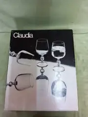 Bohemian Crystal Claudia Wine Glasses New In Box With Faceted Ball Stem Set Of 6