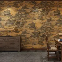 在飛比找樂天市場購物網優惠-墻紙 裝飾墻紙 面板墻紙 清明上河圖墻紙茶室中國風古典新中式