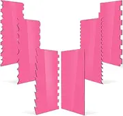 6 Pieces Acrylic Cake Scraper Decorating Contour Comb Cake Edge Smoother Tool Pastry Cutter Kitchen Baking Tools in 11 Patterns for Different Shapes of Cake Edges (Pink)