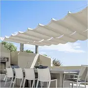 Wave Shade Sail Pergola Replacement Cover Retractable Waterproof Awning for Patio Deck Slide on Wire Hardware Included (Size: W2*L4m/W6.56*L13.12ft)