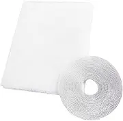 COHEALI Adhesive Stripe Mesh Curtain for Fly Grill Screen Cover Easy to Fit White Window Screen Netting with Self Adhesive Hook and Loop Roll Included