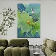 Hand-Painted Oil Painting - Modern Large Size Canvas Wall Art Abstract Lotus Texture Painting,Sofa Background Living Room Bedroom Home Decorations,As Shown,100 X 150 Cm(40"X60")