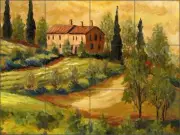 Tile Mural Backsplash Ceramic Margosian Tuscan Villa Landscape Art JM098