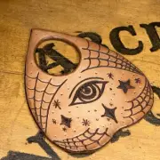 Custom One of a Kind Handmade Brown Leather Ouija Planchette With All Seeing Eye