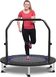 HYD-Parts 40" Foldable Mini Trampoline Indoor Rebounder Trampoline for Adults Fitness Trampoline with Handle Exercise Workout Max Load 330lbs