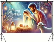 BlissYard Merry Christmas Nativity Scene Banner Joseph Jesus Backdrop Photography Background Church Religious Holiday Seasonal Wall Outdoor Decor Event Party Supplies Photo Booths Studio Props 71X43