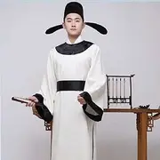 [REDBMX] Men Scholar Hanfu Costumes Traditional Chinese Tang Suit Adult Poet Li Bai Cosplay Robe Yukata Chinese Male Dress Hanfu