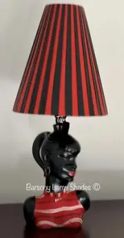 PLASTIC RIBBON RED & BLACK STRIPED LAMPSHADE “MEDIUM SIZE* 4 BARSONY LADY LAMP