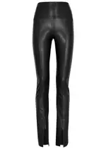 Norma Kamali Spat Faux Leather Flared Leggings - Black - Xxs (UK4 / Xxs) XXS (UK4 / XXS)