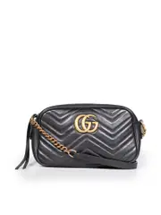 Black Leather Marmont Cross Body Bag