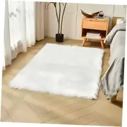 Rectangle Faux Fur Rug Fluffy Sheepskin Carpet Rug Washable for 3x5 ft White