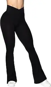 [Sunzel] Sunzfly Flare Leggings for Women Cross Over High Waisted Yoga Pants with Wide Leg and Tummy Control for Workout