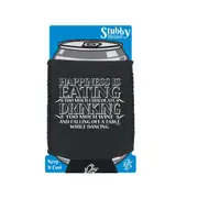 Alcohol Alcohol Food Happiness Is Eating Chocolate Drinking Wine Dancing - Funny Novelty Stubby Holder With Base