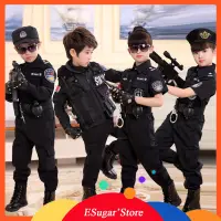 在飛比找蝦皮購物優惠-警察服裝兒童警察襯衫男孩警察兒童制服職業服裝套裝