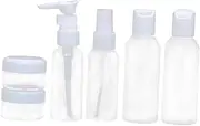 Mikinona 6pcs Refillable Portable Travel Bottles Set Transparent Toiletries Container for Shampoo Lotion Caps Leakproof Design Random Color