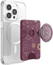 PopSockets Phone Wallet with Expanding Grip, Phone Card Holder, Wireless Charging Compatible, Wallet Compatible with MagSafe - Celestial Mauve