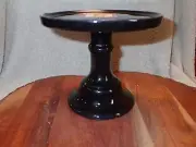 Faiancas Ramos Portugal Black Ceramic Pedestal Cake Plate Display Stand