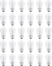 30-Pack S14 Outdoor String Light Bulbs, Orange, 120V 11W Shatterproof Vintage Pa