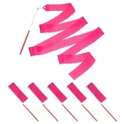 Dance Ribbons, 6Pcs 78.7 Inch Gymnastics Streamers for Gifts, Dancing, Rose Red
