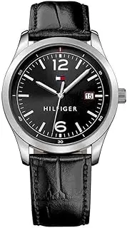 [Tommy Hilfiger] Men's Table Black Leather Black Dial Men's Watch