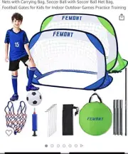 Soccer folding nets w carrying bag, Soccer ball w carrying net, for Kids