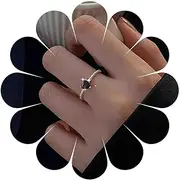[TseenYi] Heart Ring Black Gemstone Heart, 6, Zinc, No Gemstone