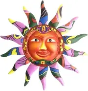 SagaSave 1Pcs Metal Sun Wall Art Decor, 12.8 Inches Bright Sun Hanging Ornament Decorations for Home Office Garden Patio Fence (Purple)