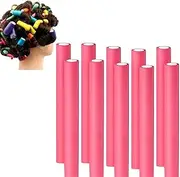 10PCS Pink Flexible Curling Rods Hair, 1.4X24cm Twist Foam Hair Rollers, No Heat Curlers for Women Girls Long and Short Hair