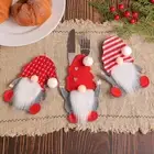 Christmas Dinner Utensil Pouch Seasonal Caddy Festive Faceless Gnome Cutlery Bag