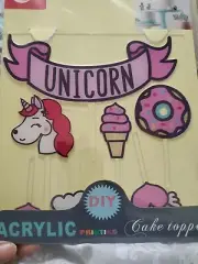 Unicorn Birthday Cake Toppers, Multicolored Acrylic, Free Shipping from NYC