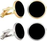 [Generic] Cufflinks for Men, Tuxedo Studs and Cufflinks Set, Classic Black Gold CuffLinks Luxury Gift Ideas for Mens
