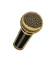 Microphone Embroidered Iron On Patch 3" x 1.7" Lead Singer Band Vocal Song Pop
