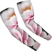 [FSCEV] White Red Gold Flower Sun Protection Arm Sleeves Outdoor Essentials Cooling Compression Golf Hiking Cycling