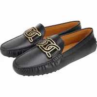 在飛比找Yahoo奇摩購物中心優惠-TOD’S Kate 金屬簍空飾釦牛皮豆豆鞋(黑色)