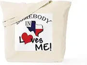 CafePress Somebody in Texas Loves Me Tote Bag Natural Canvas Tote Bag, Reusable Shopping Bag