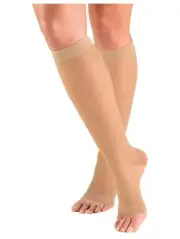 Truform Sheer Compression, 15-20 mm Knee High Length, Open Toe, 20 Denier, Med