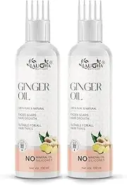 Laugha Ginger Hair Oil - for Dandruff Care - with Comb Applicator - for All Hair Types - Non-Sticky & Non-Greasy Hair Oil (Pack Of 2 Bottle 200 ml)
