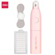 DELI School Stationary 2 in 1 Automatic Electric Pencil Eraser Kit with 10pcs Replaceable Rubber Refills Highlights Sketch Drawing Pink