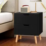 ALFORDSON 2x Bedside Table Nightstand Side Table 2 Drawers Black