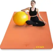 Large TPE Yoga Mat 6'X4'X1/2" Extra Thick Non-Slip Exercise Mat - for Yoga Pilat